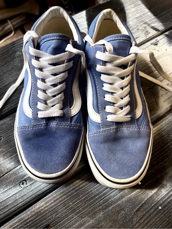 Vans Shoes - Blue Vans Old Skool sneakers with white side stripe, size US 6.5 womena